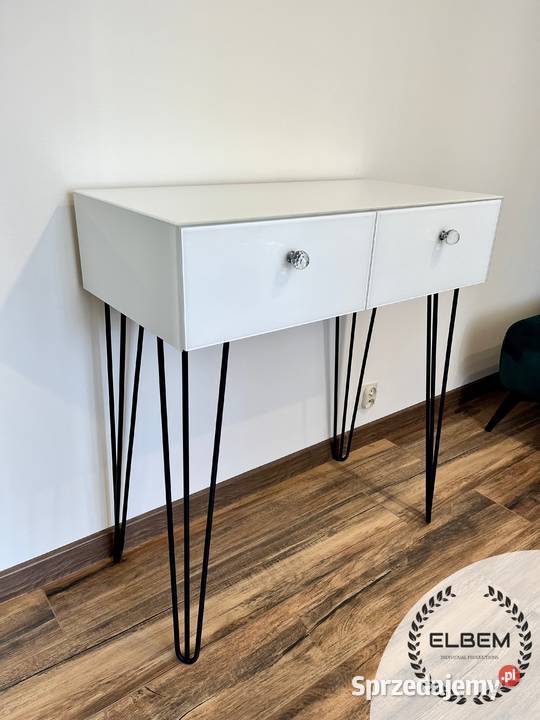 Biała szklana konsola Glamour WYSYŁKA 45cm Warszawa