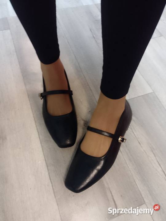 4243 Czarne baleriny wieczorowe z zapięciem NOWE Kraków