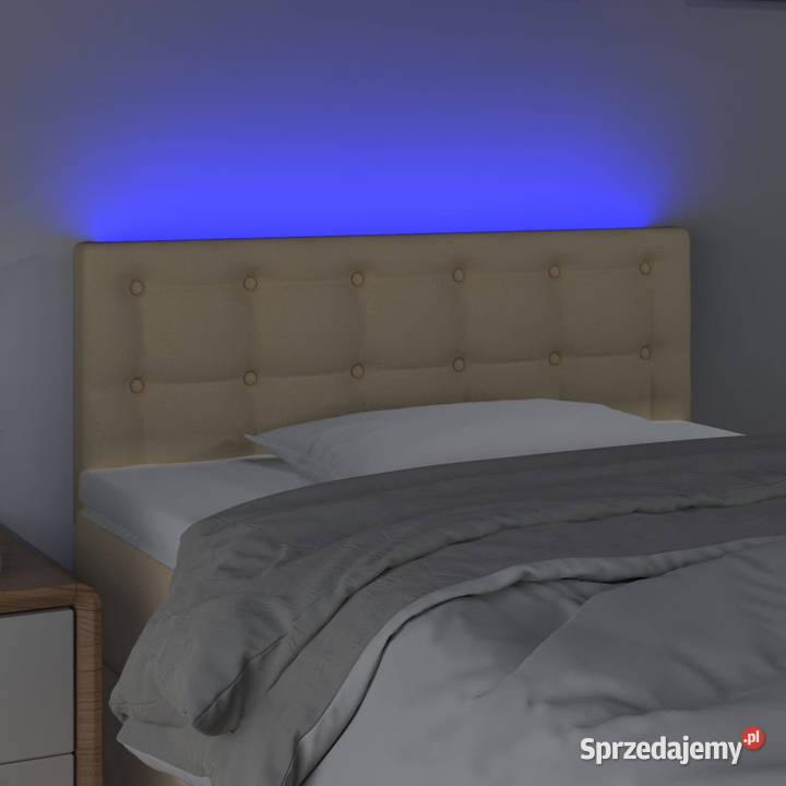 Zagłówek do łóżka z LED kremowy 80x5x7888