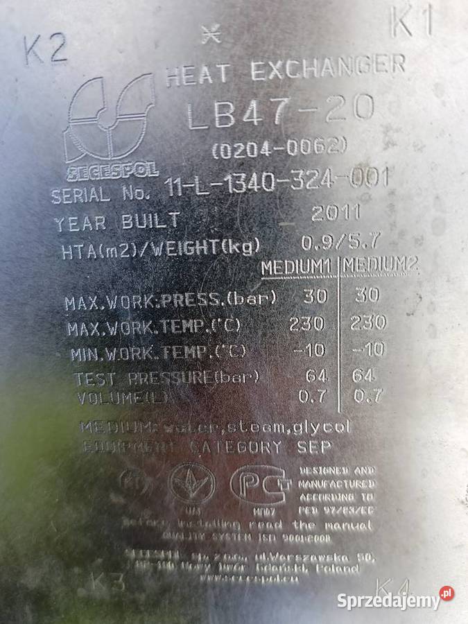Wymiennik ciepła secespol LB4720 Władysławów
