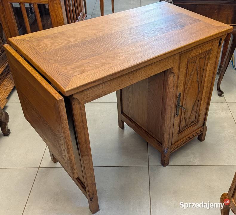 Piękne dębowe nieduże biurko z rozkładanym śląskie Dąbrowa Górnicza