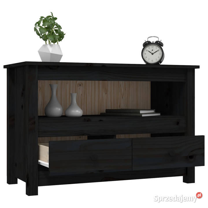 Szafka pod TV czarna 79x35x52 lite drewno