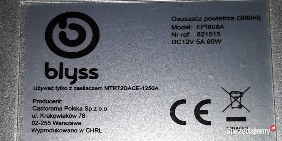 Osuszacz powietrza Blyss EPI 608A opolskie Opole sprzedam