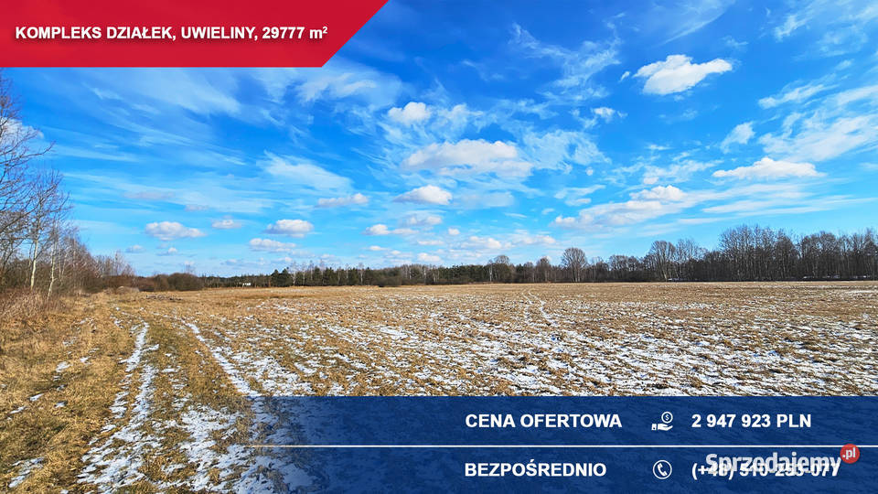 Kompleks 21 działek budowlanych 3ha Uwieliny gm 99zł/m2