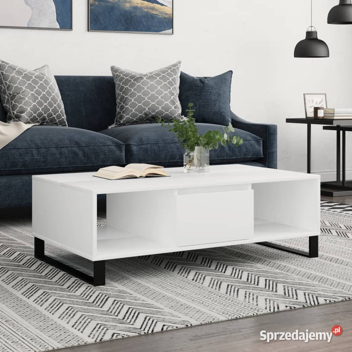Stolik kawowy biały 104x60x35 materiał Warszawa