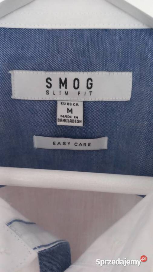 Koszula męska SMOG Slim Fit M biała krótki rękaw Koło