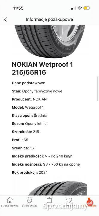 Sprzedam felgi 11435 z oponami nokian wetproof 1 Czechowice-Dziedzice sprzedam