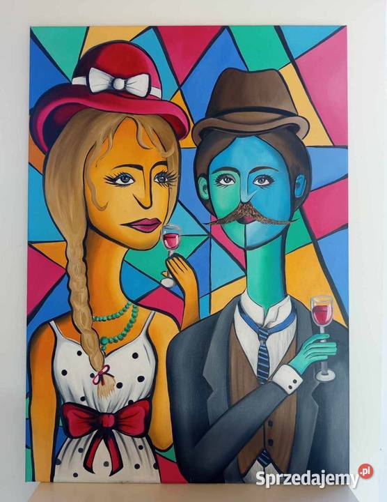 Obraz olejny Para z winem