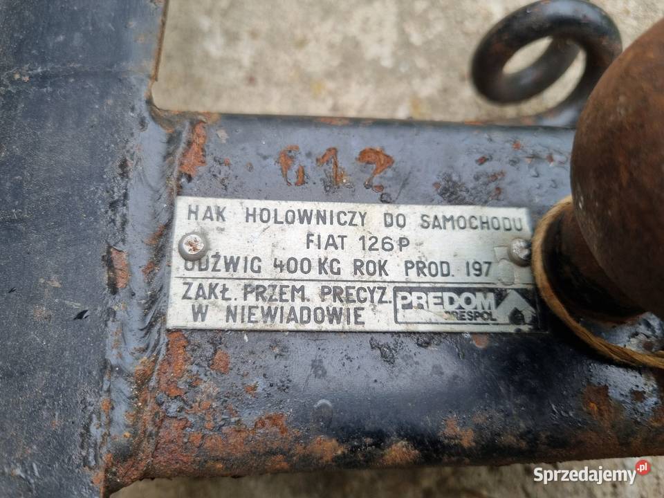 Hak holowniczy Fiat 126p Maluch NIEUŻYWANY pomorskie Gdańsk