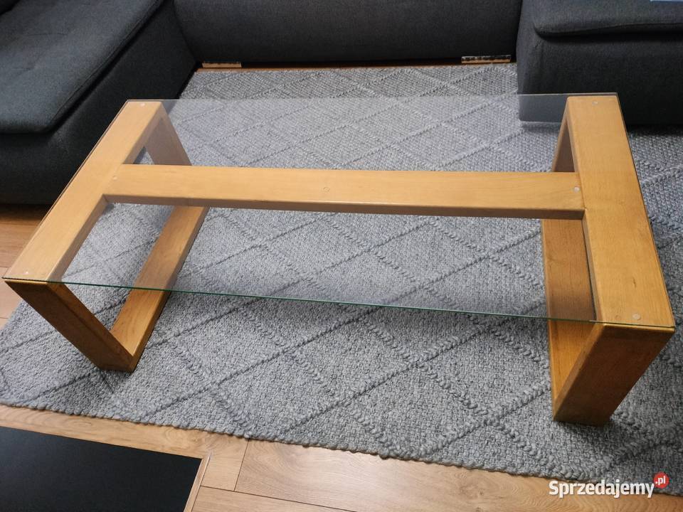 Ława dębowa ze szklanym blatem Nisko