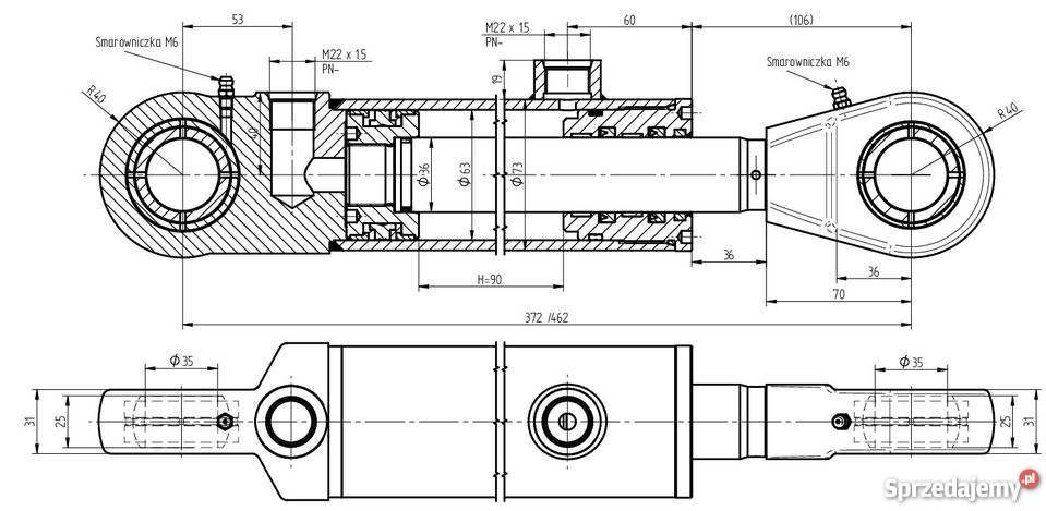 Siłownik Hydrauliczny 63x36 Skok 90 Mocowania Pozostałe Solec Kujawski