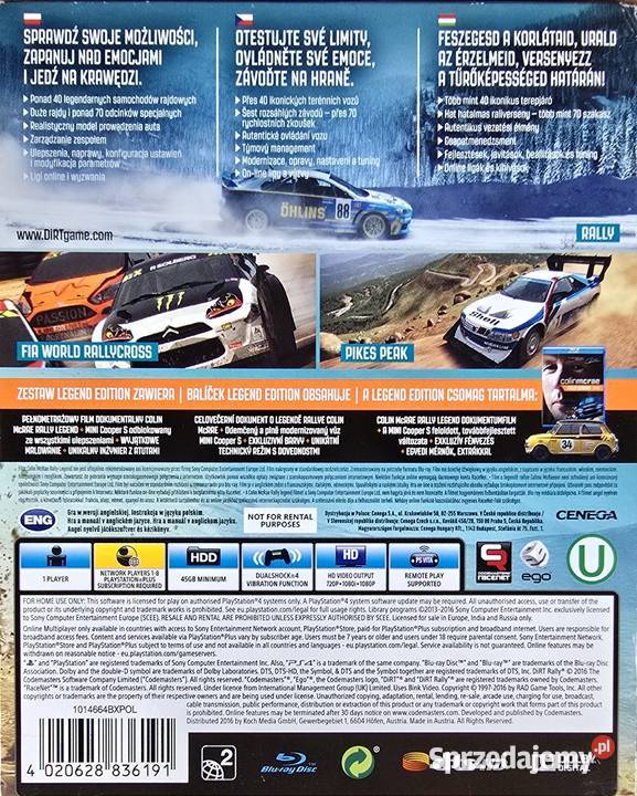 DIRT RALLY LEGEND EDITION PLAYSTATION 4 małopolskie Kraków
