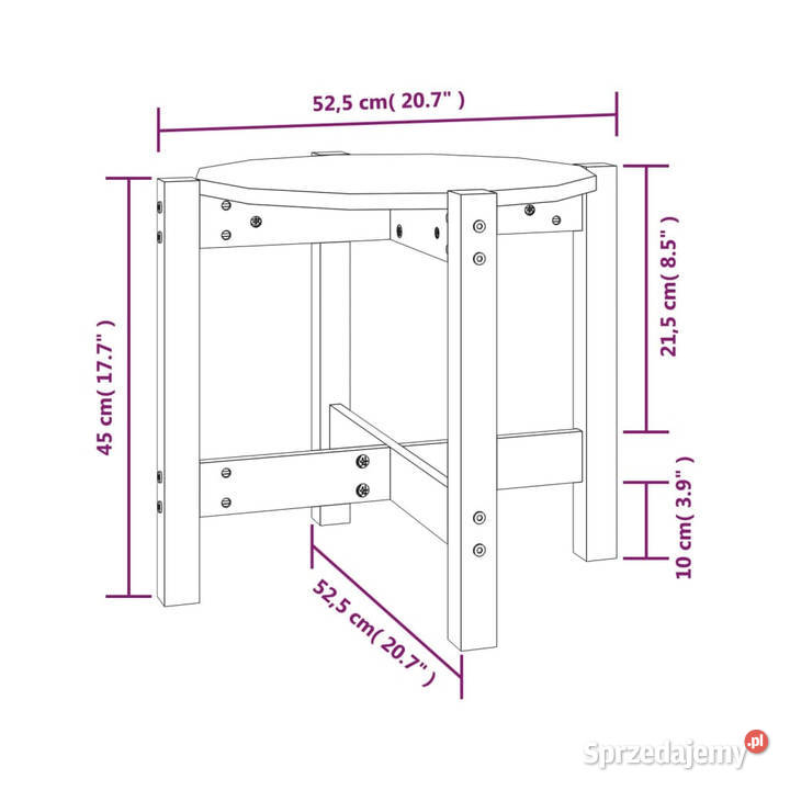 Stolik kawowy biały 525x45 lite drewno sosnowe Warszawa