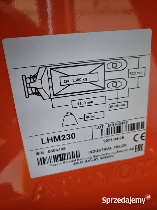 Wózek paletowy BT Toyota LHM230 N1 singiel 115 mazowieckie Siedlce sprzedam