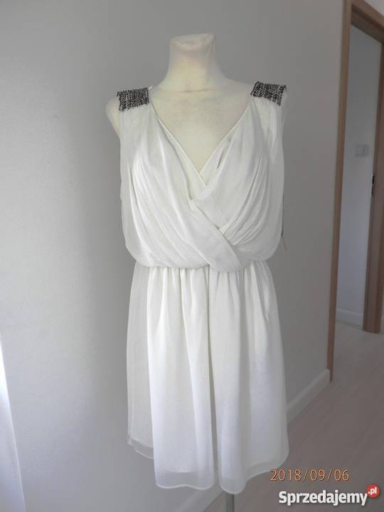 Sukienka Zara Kremowa Rozkloszowana Zwiewna Łomża