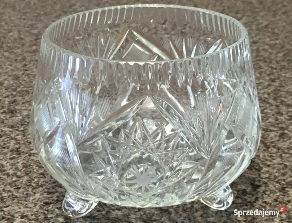 Duża kryształowa cukiernica pucharek na nóżkach Ustroń