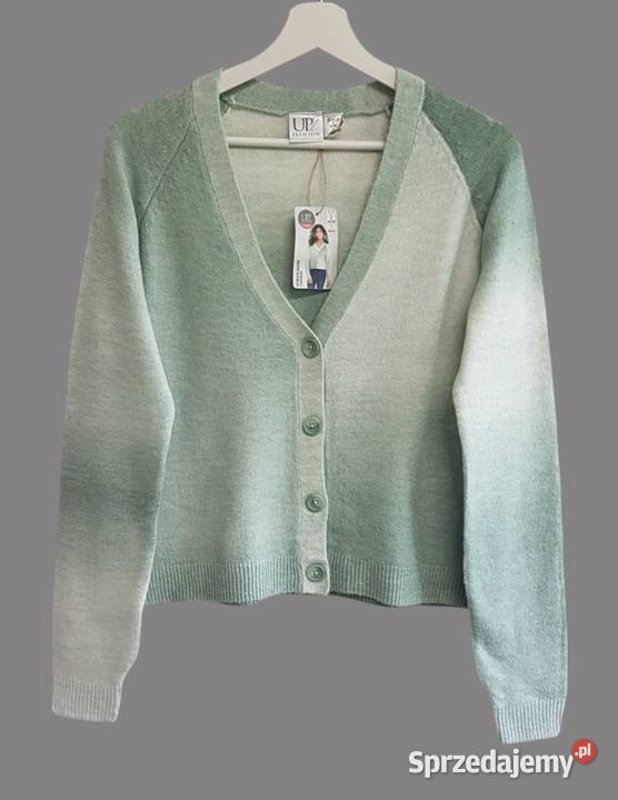 Damski ciepły zielony ombre sweter z długim Chrzanów