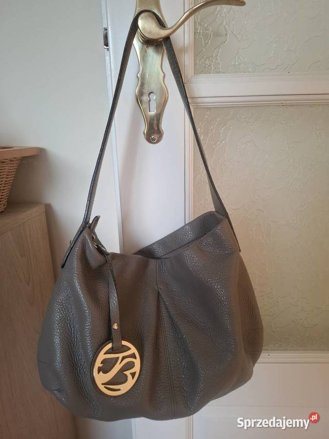 Szara skórzana torebka stan