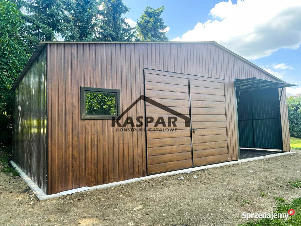 Garaż blaszany 9x6 2x Brama okno drewnopodobny Sprzedaż Czersk