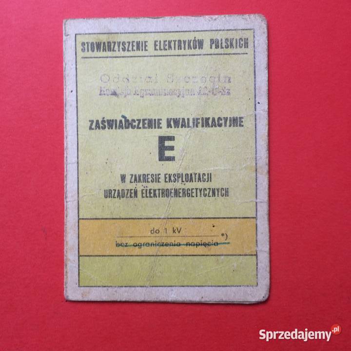 1903 Zaświadczenie Kwalifikacyjne Przeradzki Szczecin