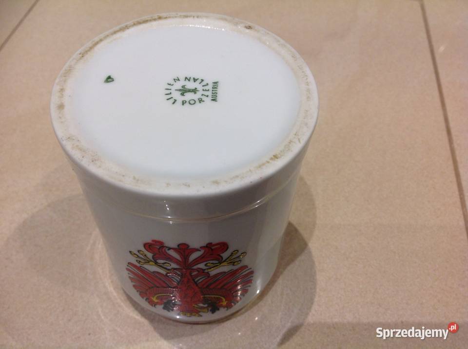 Kufel z Orłem Porcelana LILIEN STARY Sygnowany Nowa Sól