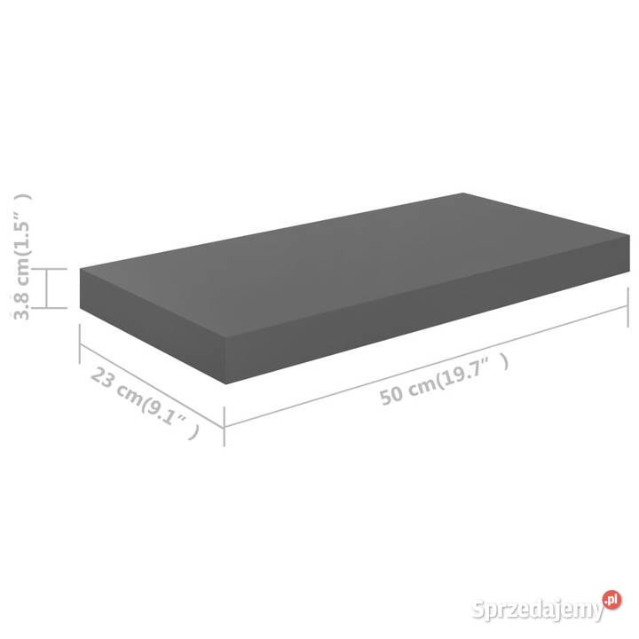 Półki ścienne 2 wysoki połysk szare 50x23x38 MDF Warszawa
