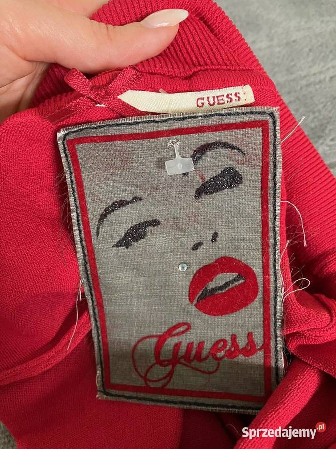 Nowa czerwona sexy bluzka tuba top Guess cekiny Topy i koszulki
