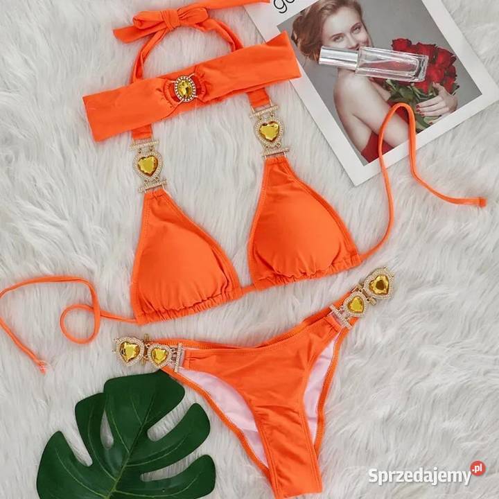 Bikini strój kąpielowy neon pomarańczowy dwuczęściowe Kłodzko sprzedam