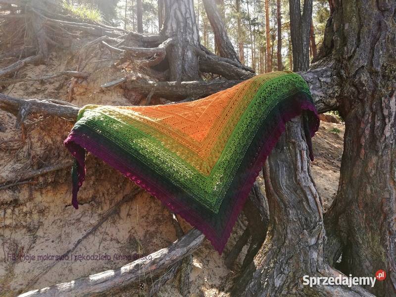 Chusta ombre w kolorach jesieni rękodzieło na Skarżysko-Kamienna