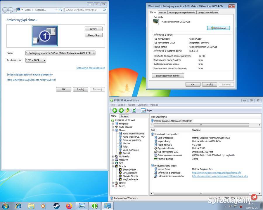 MATROX Millenium G550 G55MDDE32 32MB DDR 64bit Cielądz