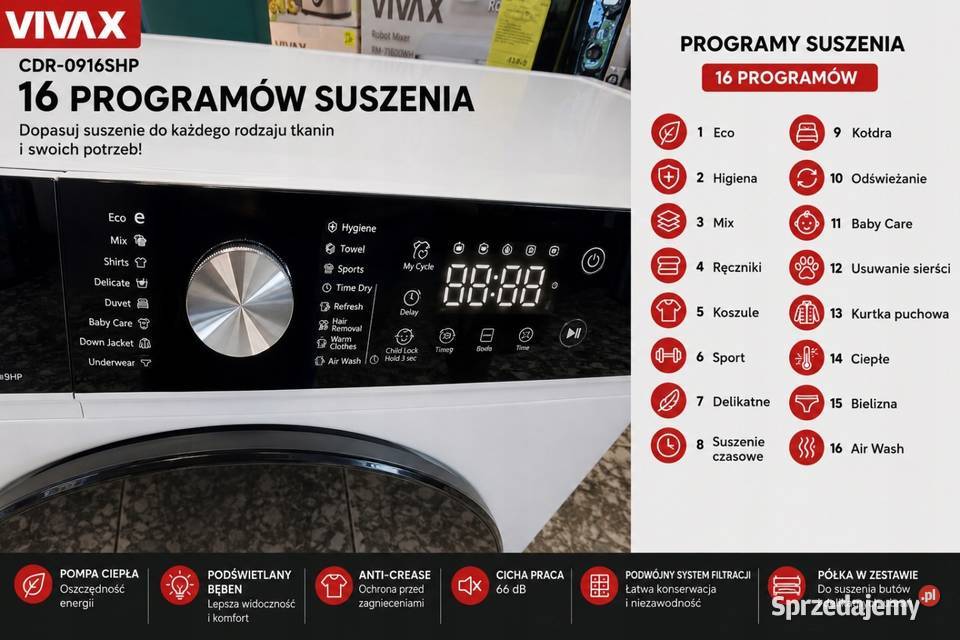 Suszarka VIVAX CDR0916SHP 9 Pompa Ciepła 16 sprzedam