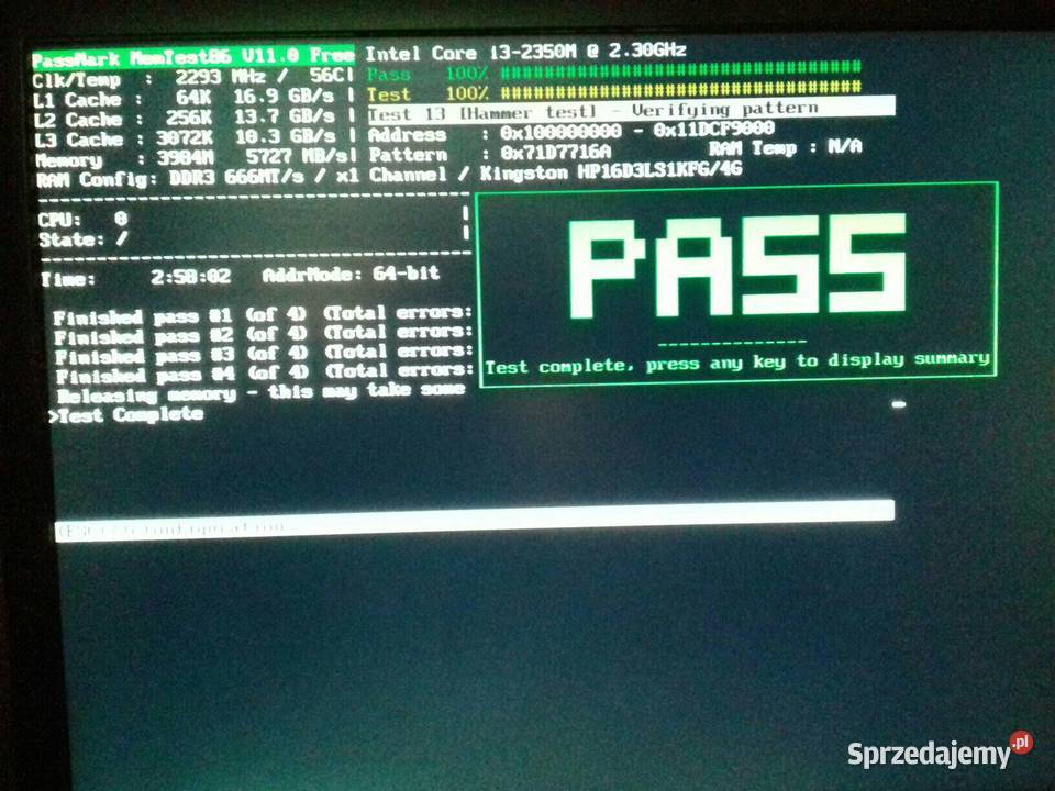 Kingston DDR3 4GB PC3L12800S SODIMM 135V 1600MHz Bydgoszcz