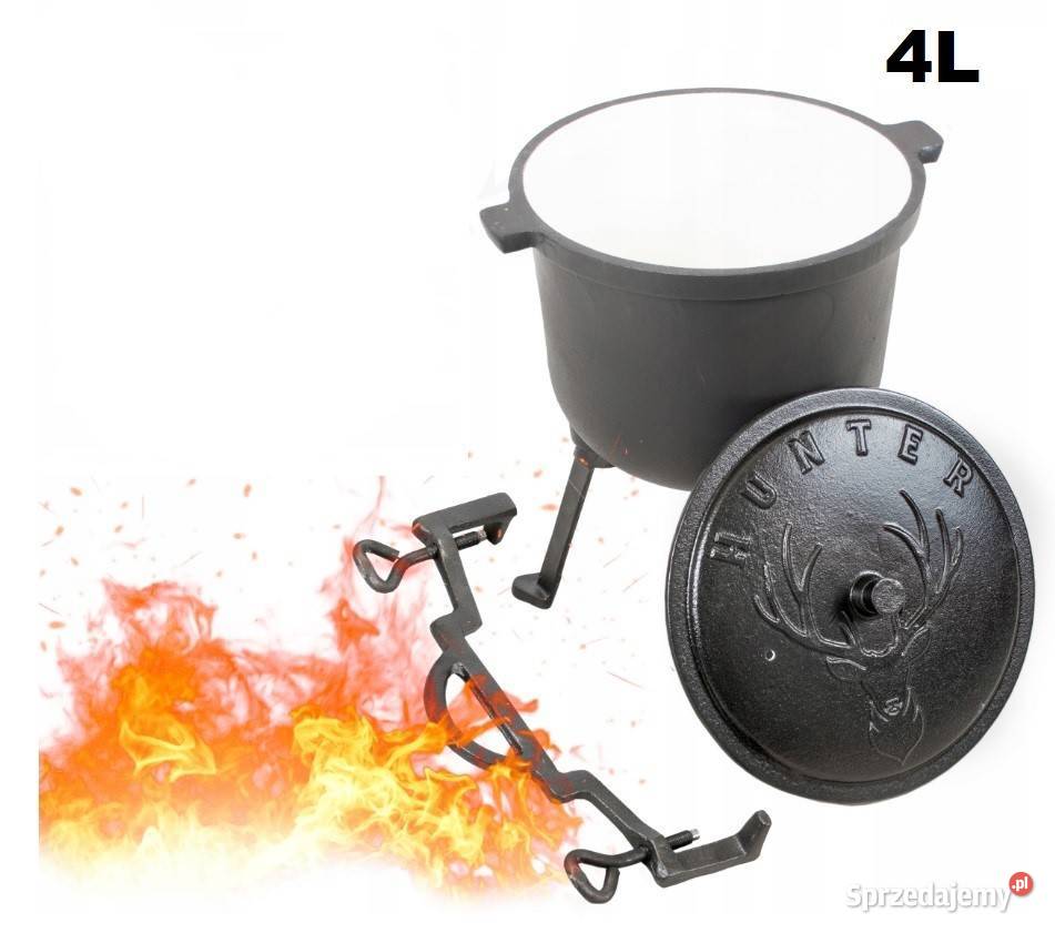 KOCIOŁEK ŻELIWNY GARNEK MYŚLIWSKI EMALIOWANY 4L małopolskie Skawina sprzedam