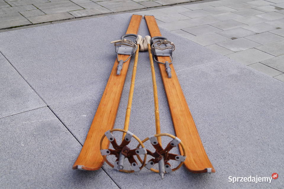 Stare narty drewniane 180 kijki Pruchnik