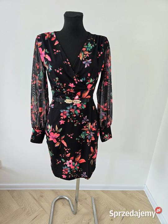 Sukienka Rękawy z siatki egzotyczne kwiaty śląskie Wodzisław Śląski