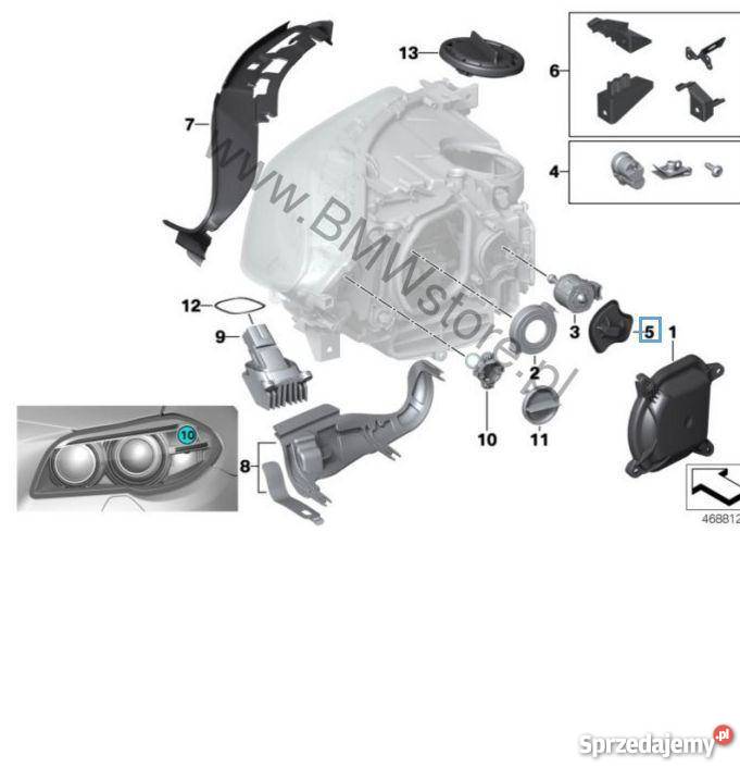 BMW F10 F11 F30 F31 pokrywka regulatora zasięgu Pilzno