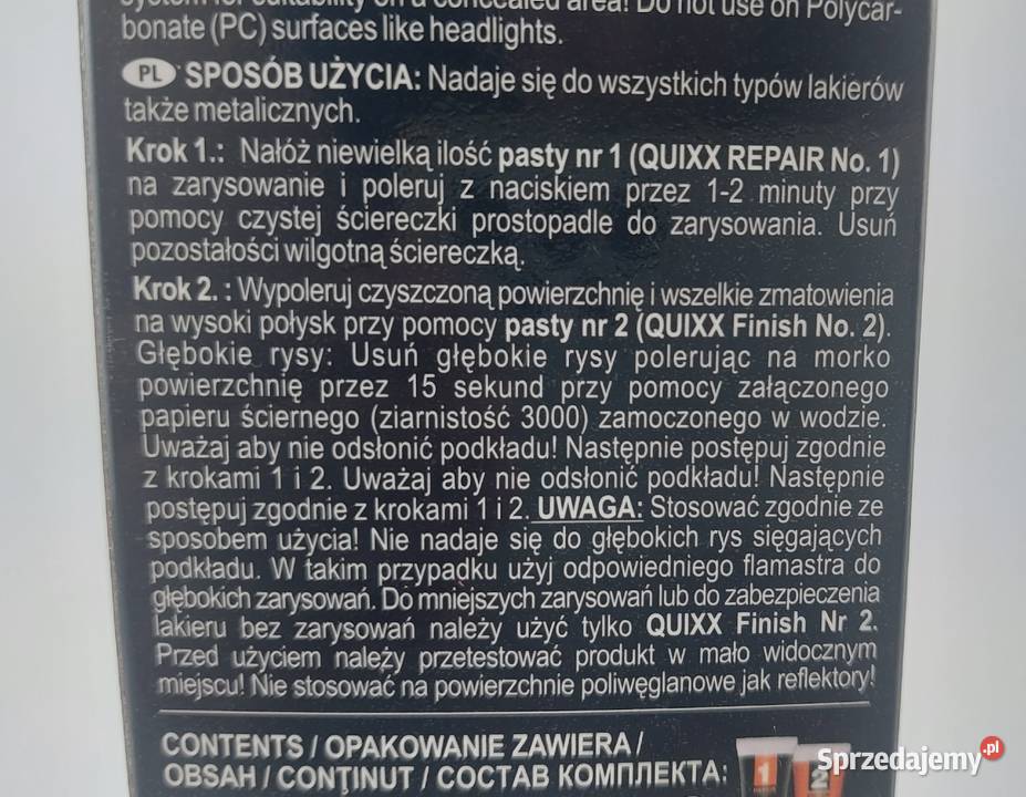 QUIXX Repair System zestaw do usuwania zarysowań Usuwanie rys Poznań