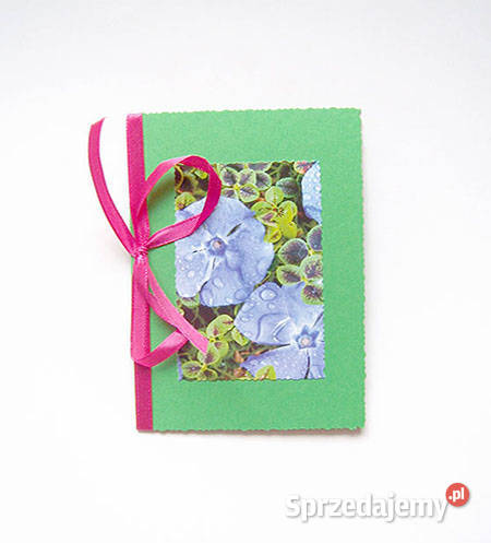 zielona kartka z kwiatkami kartka bez zyczeń