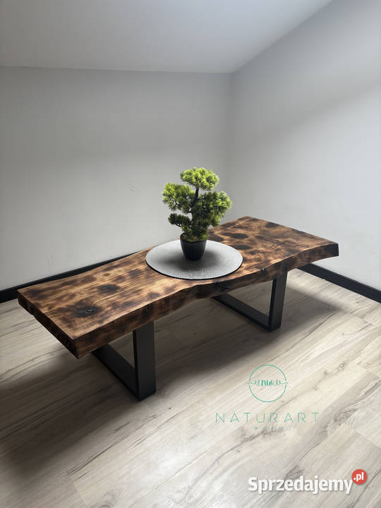 Piękny stolik kawowy podpalany lity orzech Wadowice sprzedam