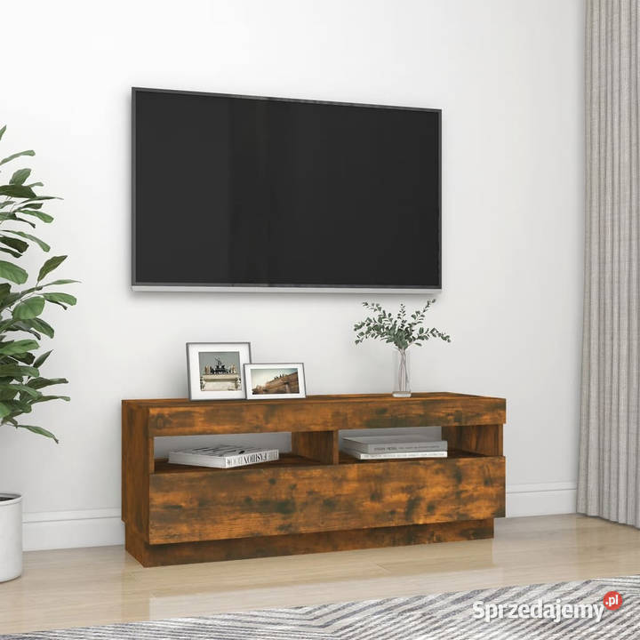 Szafka pod TV z oświetleniem LED przydymiony dąb mazowieckie