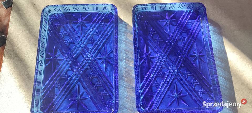 Taca patera szkło barwione kobaltowe 2kpl Bydgoszcz