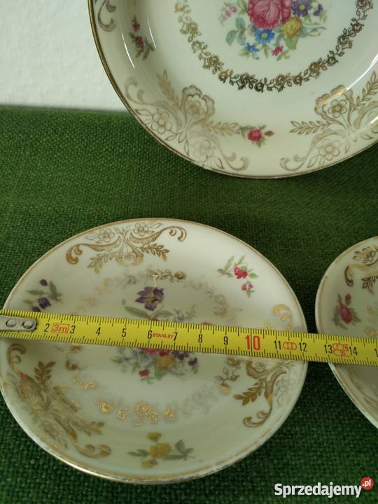 Paterka i dwa małe talerzyki porcelana Elbenbein Gorlice