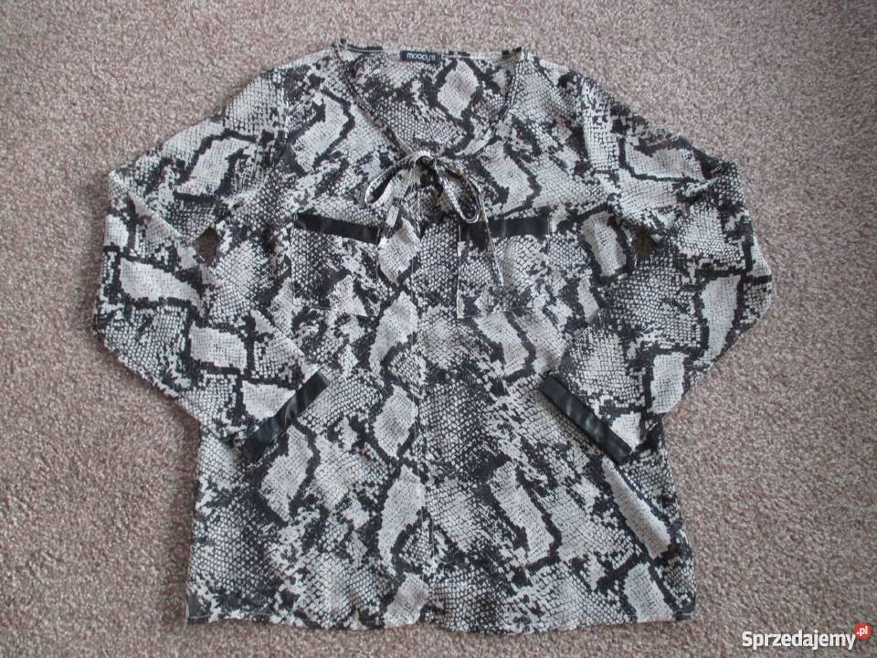 Bluzka wężowy wzór skórzane wstawki Rozmiar 38(M) Wrocław