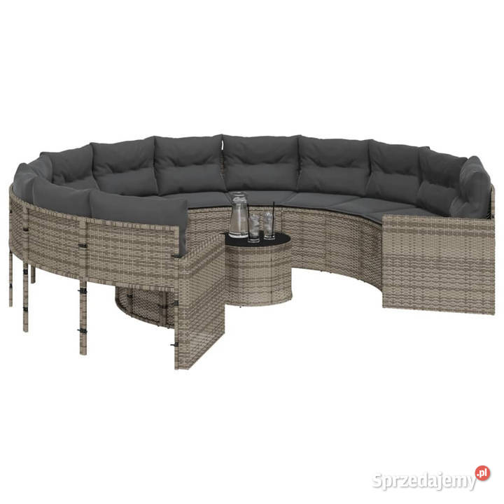 Sofa ogrodowa stolik i poduszki okrągła szary Warszawa