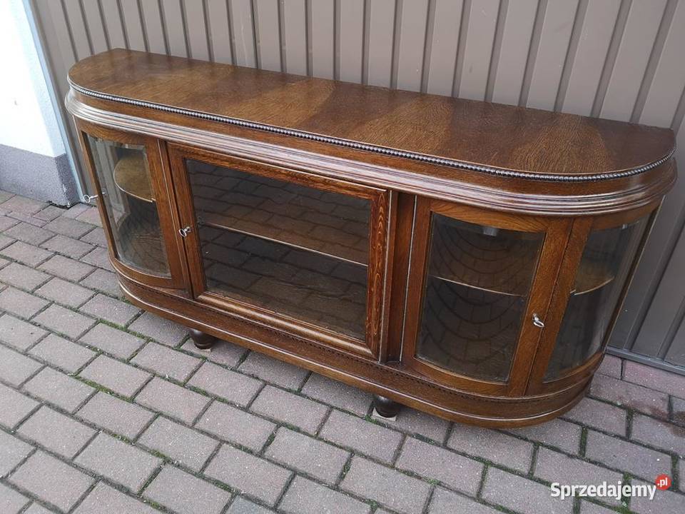 Komoda Witryna Dębowa Niska RTV Stara Antyk Swarzędz
