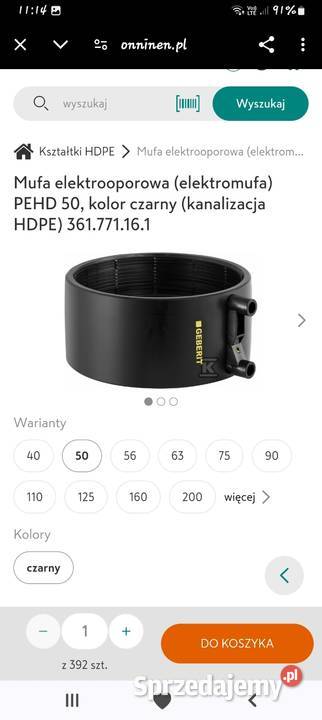 Mufa geberit elektrooporowa fi 40 i fi 50 Końskie