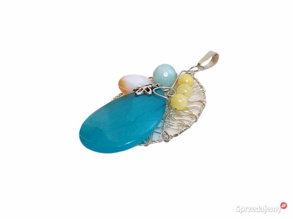 7499 Duży Srebrny Wisior z Kamieniami