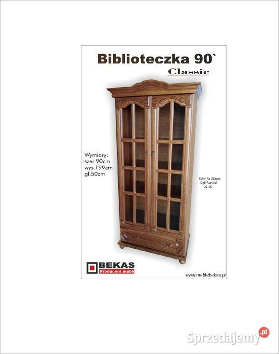 Prześliczna Klasyczna Biblioteczka 90` Dąb Rustikalny Bekas