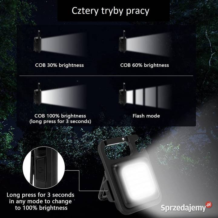 Latarka LED COB A30 Wielofunkcyjna na USB łódzkie Sieradz