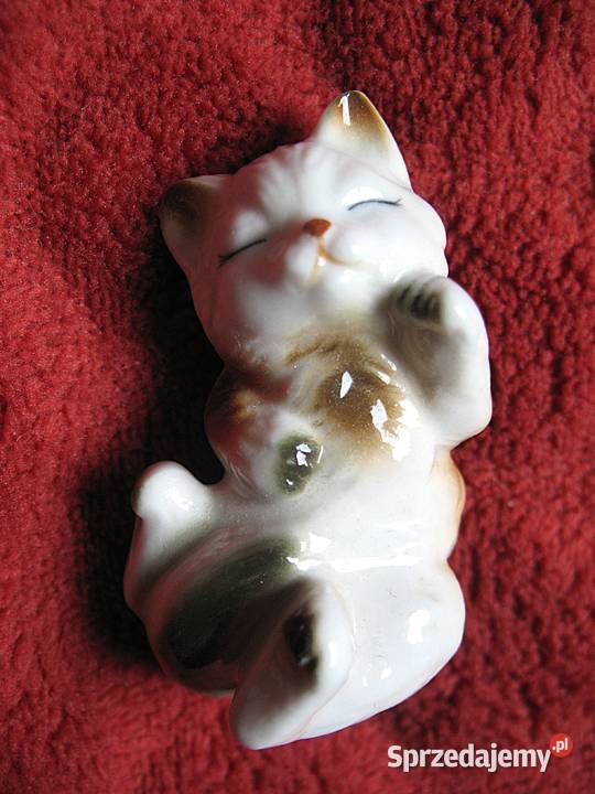 Kot śpiący kotek figurka z porcelany 25 x 6 x 3 mazowieckie Siedlce